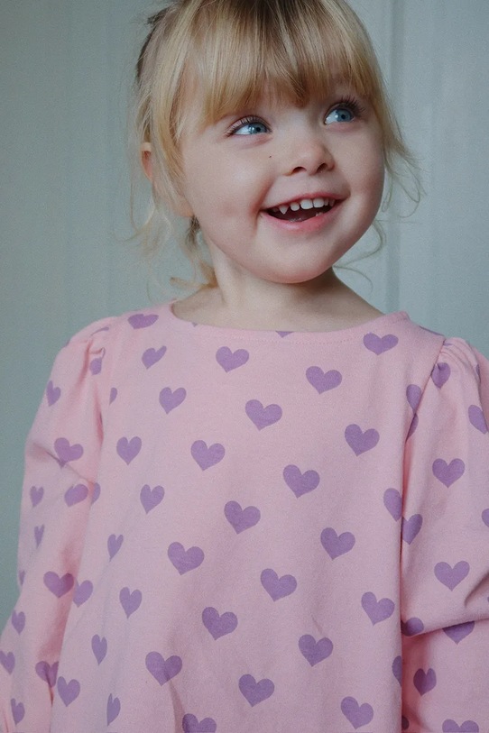 Konges Sløjd bluzka bawełniana dziecięca DREY SLIT BLOUSE GOTS wzorzyste różowy KS103786.9BYA