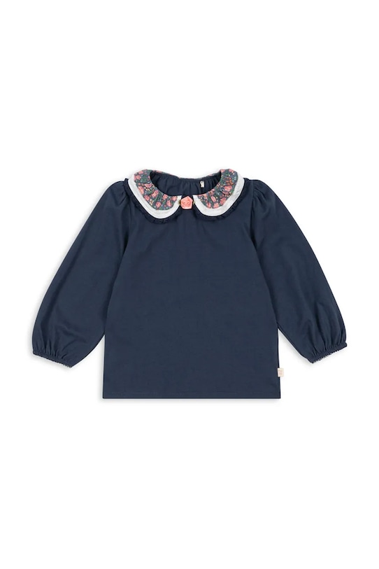 Παιδική βαμβακερή μπλούζα Konges Sløjd PAMI BLOUSE GOTS μακρύ σκούρο μπλε KS103955.9BYA