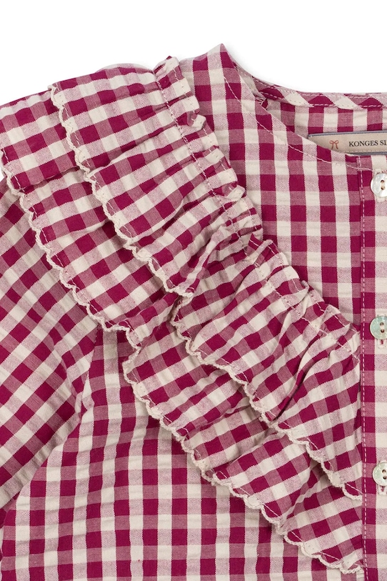 Dziewczynka Konges Sløjd bluzka bawełniana dziecięca KIM FRILL BLOUSE GOTS KS103841.9BYA czerwony