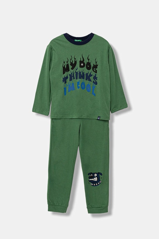 Detské bavlnené pyžamo United Colors of Benetton sada zelená 3VD00P08X.G.seasonal