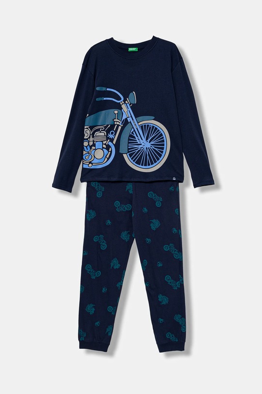 United Colors of Benetton piżama bawełniana dziecięca wzorzyste granatowy 3VR50P08Y.G.seasonal