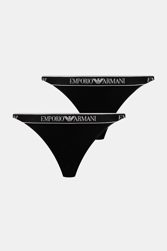 Emporio Armani Underwear stringi 2-pack aplikacja czarny EW000405.AF15345