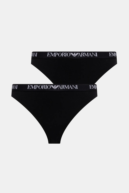 Emporio Armani Underwear stringi 2-pack dzianina czarny EW000402.AF13033
