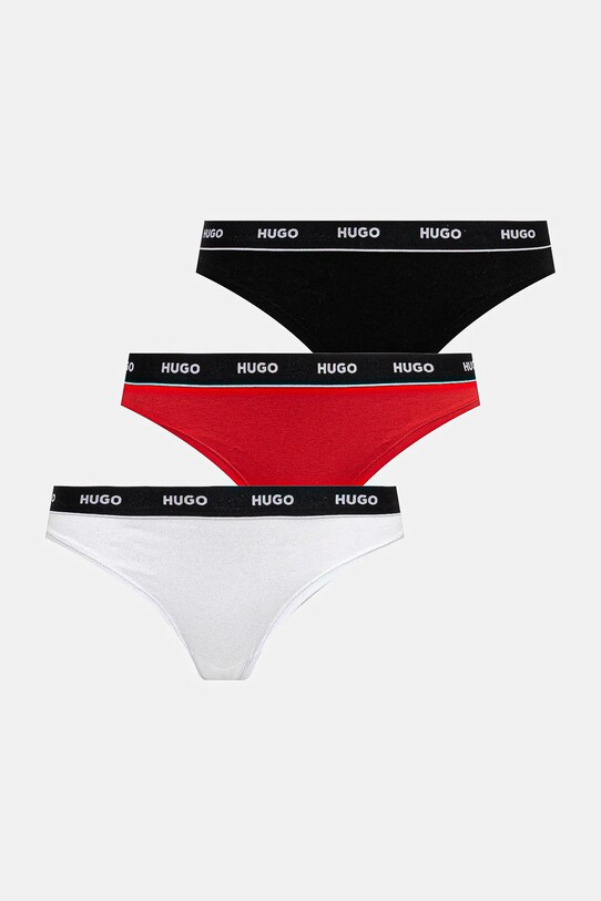 HUGO stringi 3-pack bawełna czarny 50545680