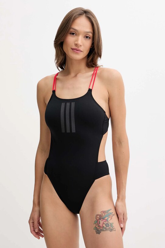adidas costum de baie dintr-o bucată Ripstream 3-Stripes moale negru JE1919