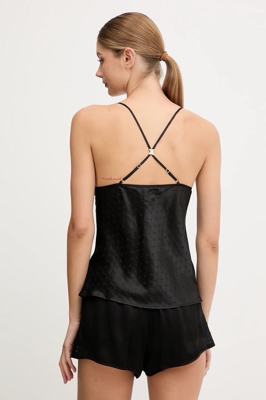 Chantelle top de pijama de mătase XPLICIT C01VI5 negru AW25