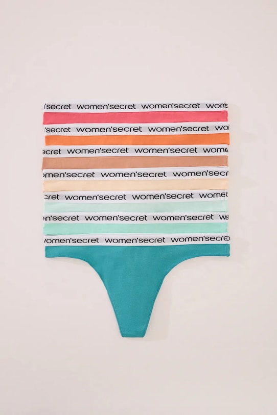 women'secret stringi bawełniane 7-pack 4939030 turkusowy AW25
