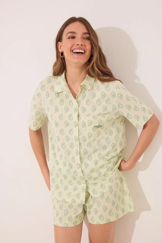 women'secret set de pijama de bumbac set verde 3599199