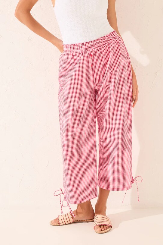 women'secret spodnie piżamowe bawełniane 3709664 bordowy AW25