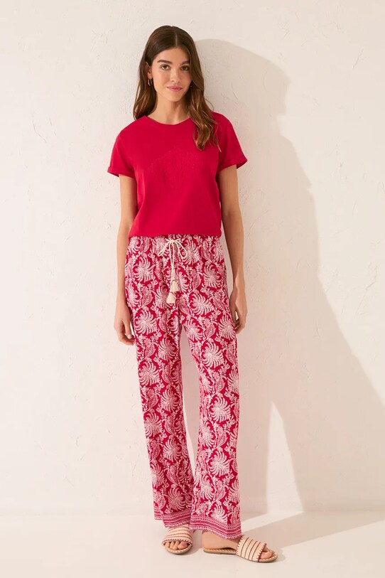 women'secret spodnie piżamowe tkanina bordowy 3709677