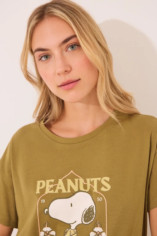 Odzież women'secret piżama bawełniana SNOOPY 3139899 zielony