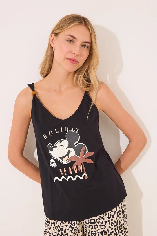 women'secret piżama bawełniana MICKEY 3139914 czarny AW25