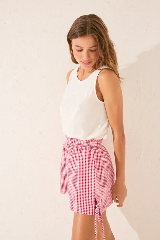women'secret pantaloni scurți de pijama din bumbac burgundia 3709663