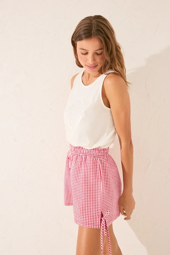 women'secret szorty piżamowe bawełniane bordowy 3709663