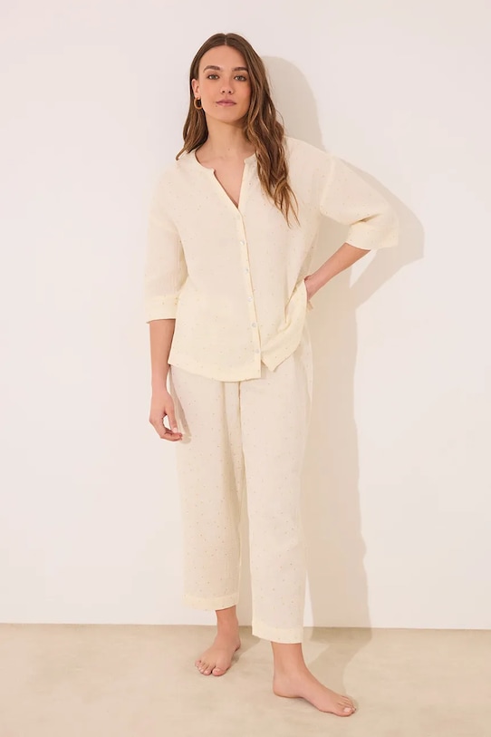 women'secret piżama bawełna beżowy 3599229