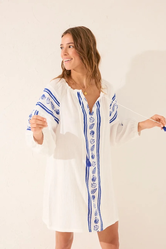 women'secret vestito da mare in cotone blu navy 5549942