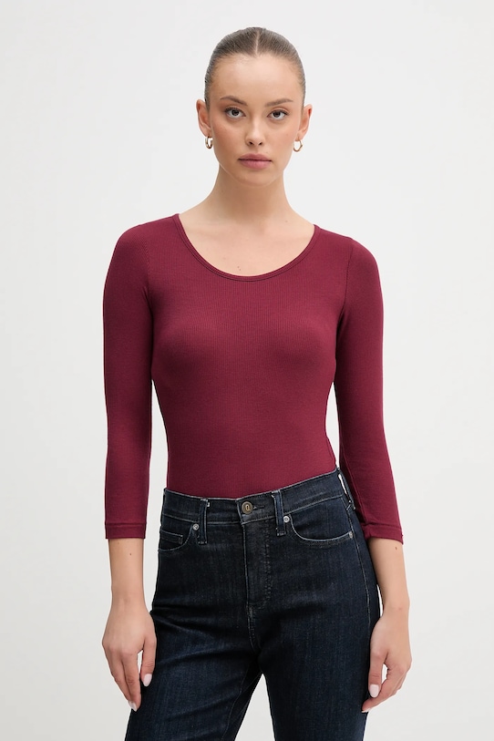 United Colors of Benetton body z elastanem bordowy 3P2Y3B005
