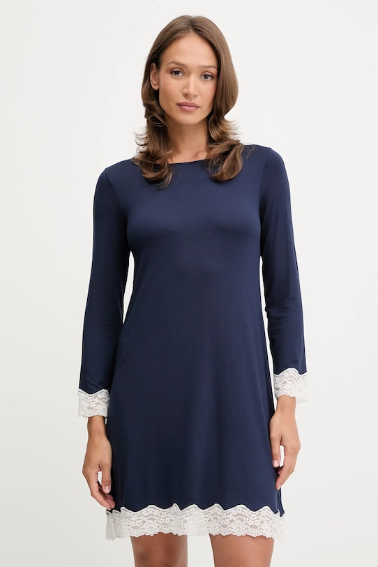 Νυχτικό United Colors of Benetton πλεκτό ύφασμα σκούρο μπλε 3Z123C01J