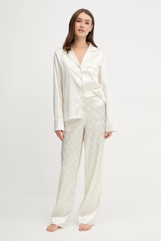 Guess piżama SYLVIE tkanina beżowy O5BX05.W4732