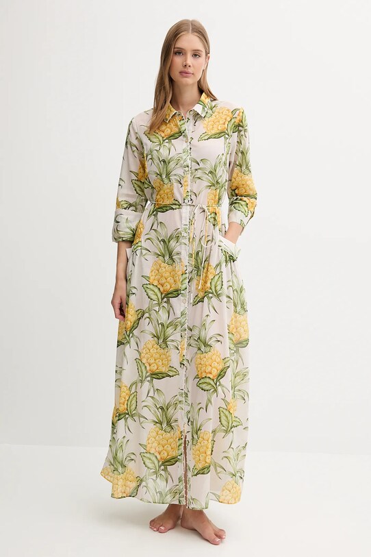Farm Rio rochie de plajă din bumbac cu modele galben 336722