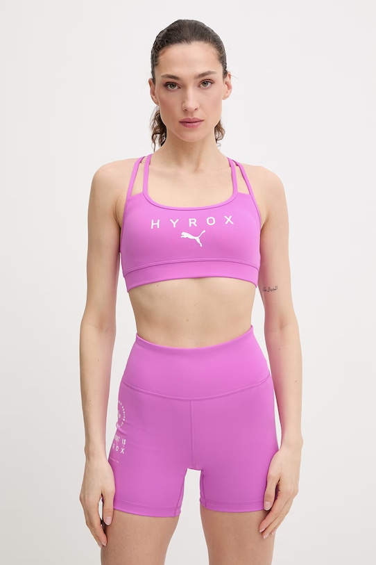 Športová podprsenka Puma PUMA x HYROX potlač fialová 527161