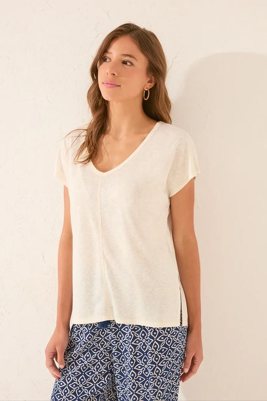 women'secret t-shirt piżamowy tkanina biały 3272263