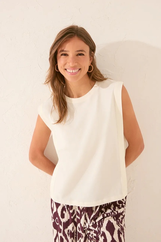 women'secret t-shirt piżamowy bawełna beżowy 3272262