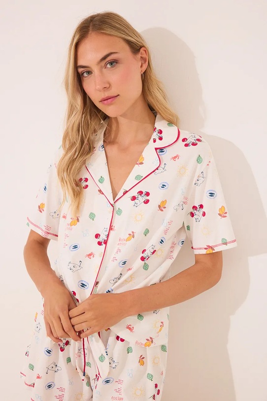 women'secret piżama bawełniana 3132114 biały AW25