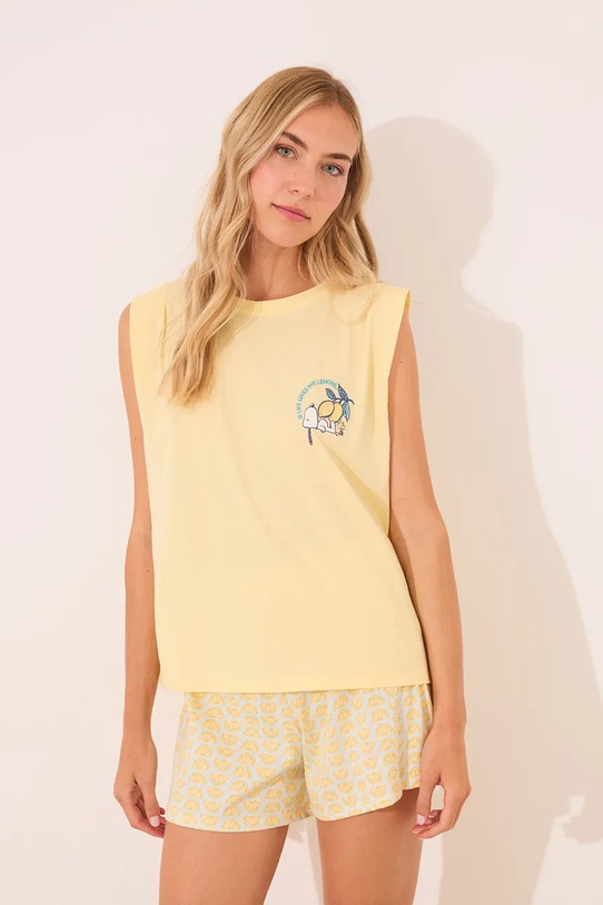 women'secret piżama bawełniana komplet żółty 3132120