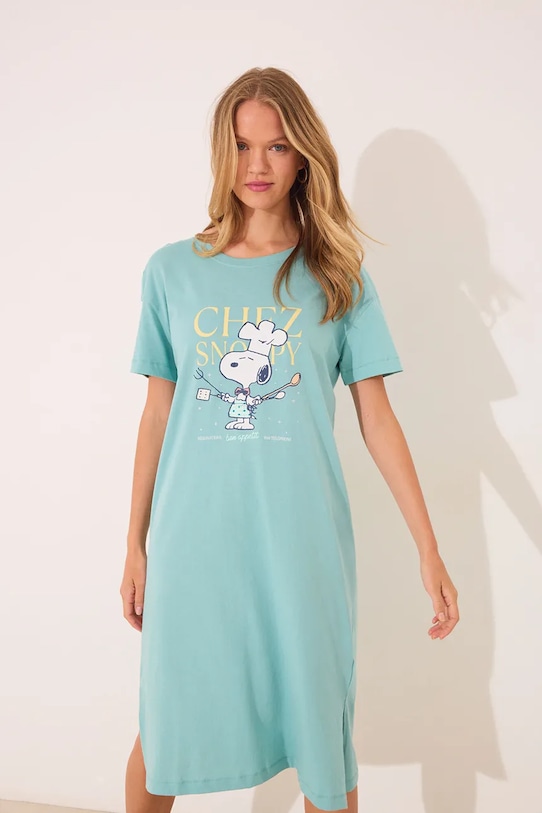 Pamučna pidžama women'secret print tirkizna 4442106