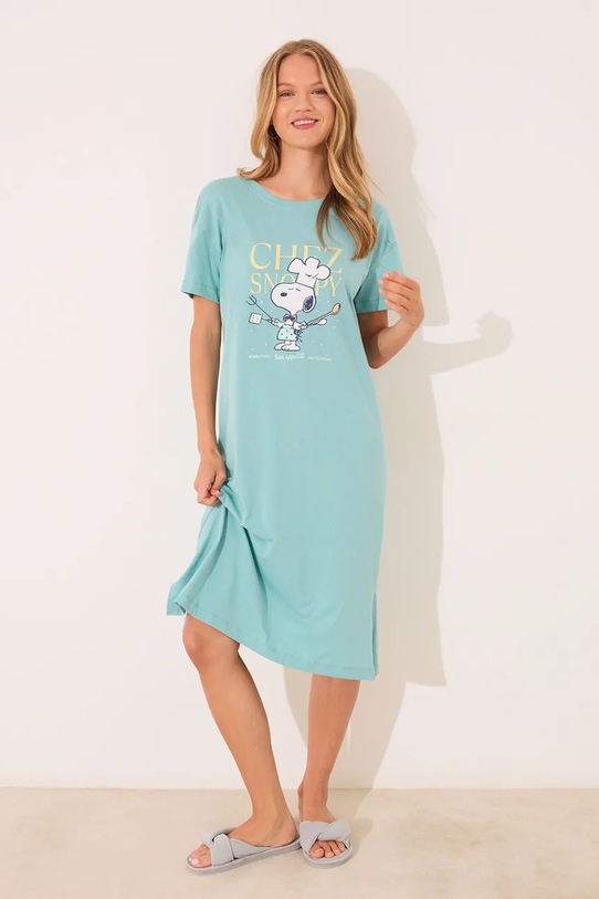 Odzież women'secret piżama bawełniana 4442106 turkusowy