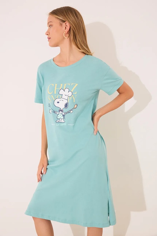 women'secret piżama bawełniana 4442106 turkusowy