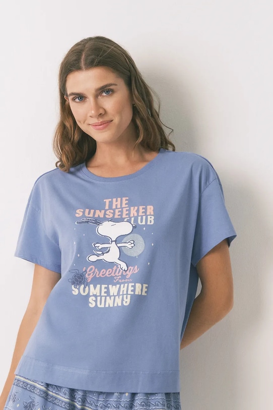 women'secret piżama bawełniana 3132112 niebieski AW25