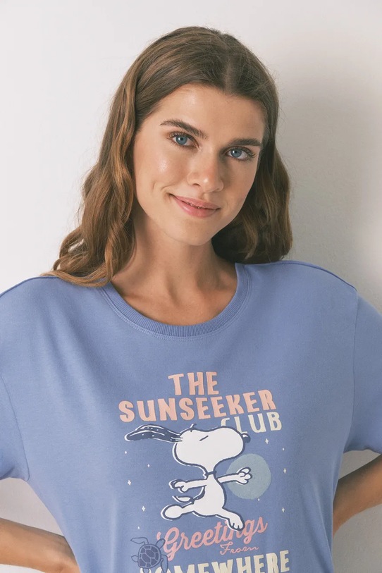 Odzież women'secret piżama bawełniana 3132112 niebieski