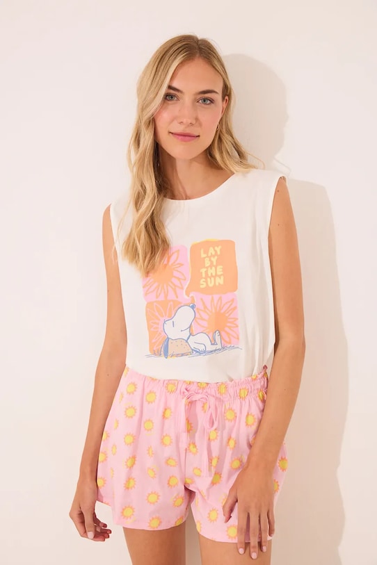 women'secret set de pijama de bumbac set alb 3132109