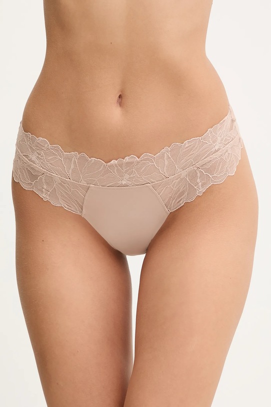 Calvin Klein Underwear stringi aplikacja beżowy LV00QF8444