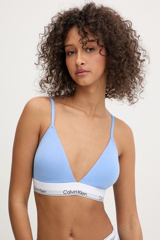 Calvin Klein Underwear grudnjak s trokutastim košaricama s pamukom plava LV00QF8498