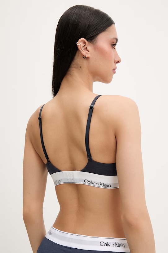 Odjeća Calvin Klein Underwear grudnjak s trokutastim košaricama s pamukom LV00QF8498 mornarsko plava