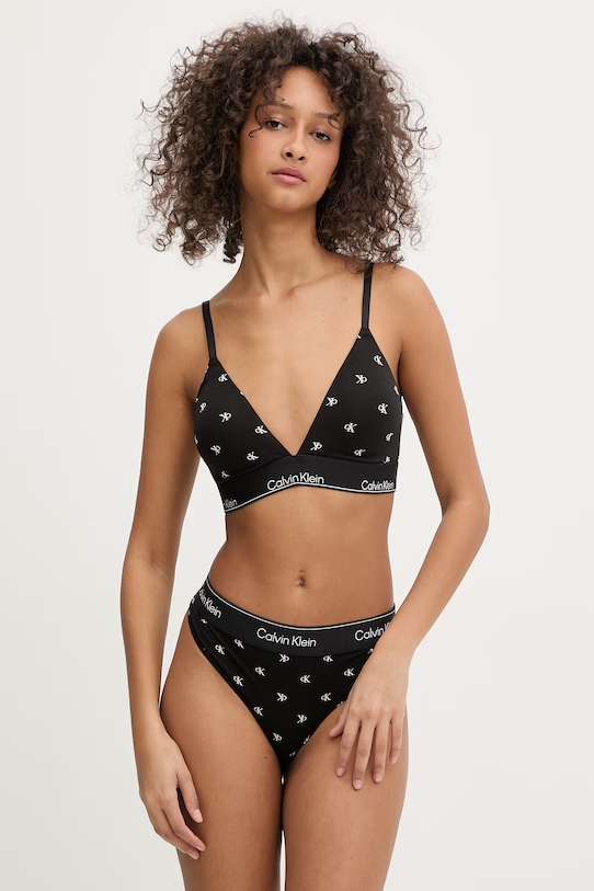 Calvin Klein Underwear grudnjak s trokutastim košaricama s pamukom LV00QF8498 crna SS26