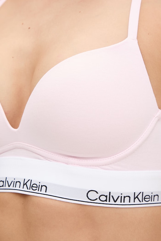 Дрехи Calvin Klein Underwear сутиен с дълбоко деколте с памук LV00QF8502 розов
