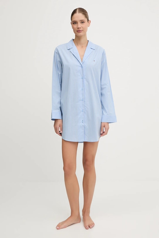 Tommy Hilfiger cămașă de noapte din bumbac UW0UW06082 albastru AW25