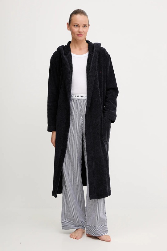 Хлопковый халат Tommy Hilfiger UW0UW06153 тёмно-синий AW25