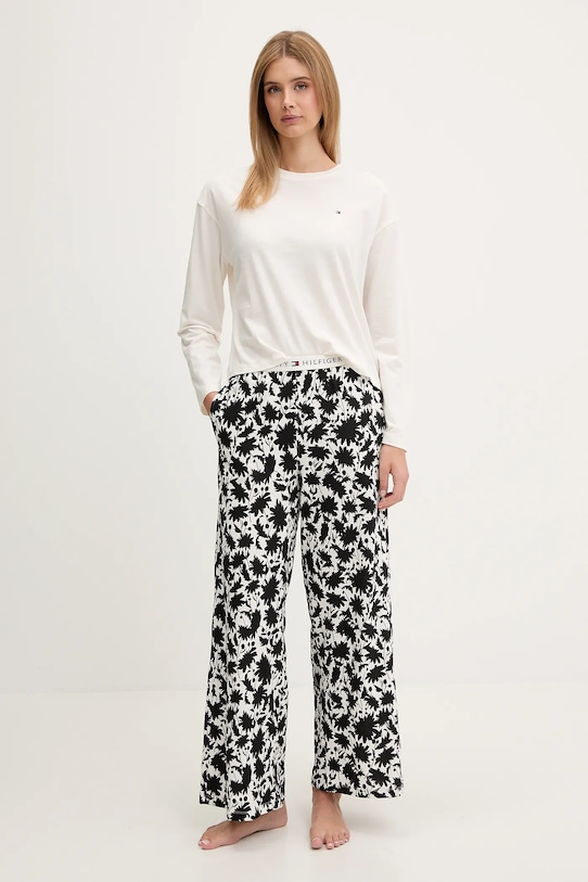 Tommy Hilfiger piżama bawełniana bawełna beżowy UW0UW06146