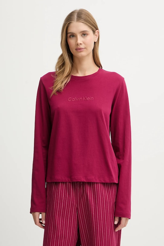 Хлопковая пижама Calvin Klein Underwear LV00QS7578 бордо AW25