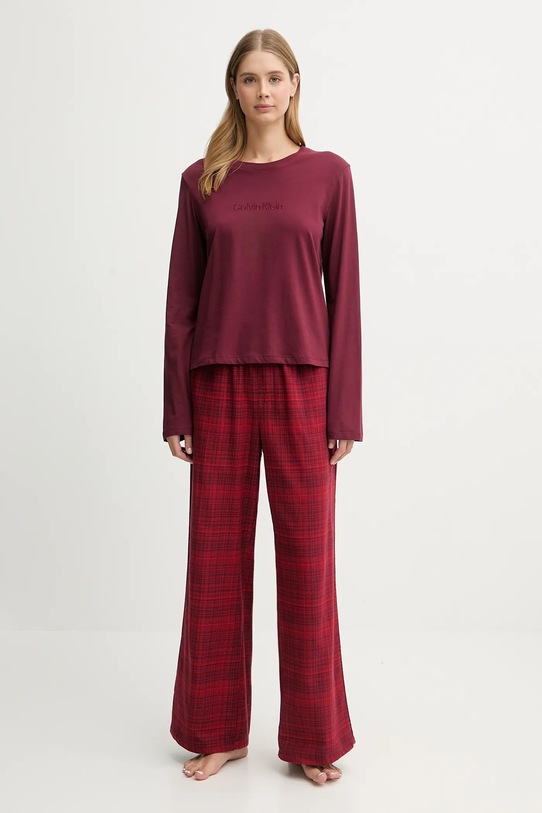 Βαμβακερές πιτζάμες Calvin Klein Underwear βαμβάκι μπορντό LV00QS7579