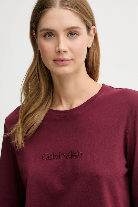 Βαμβακερές πιτζάμες Calvin Klein Underwear LV00QS7579 μπορντό