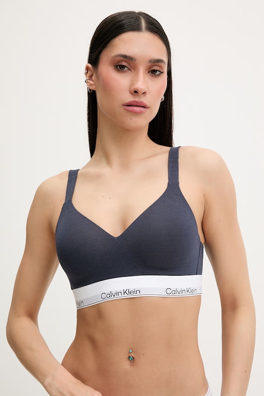 Calvin Klein Underwear Сутиен тип бралет с памук тъмносин LV00QF8500