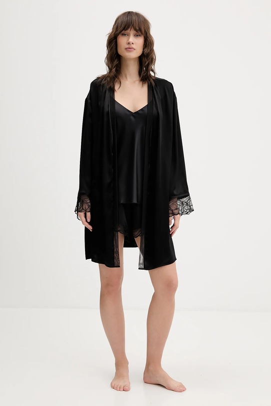 Calvin Klein Underwear szlafrok jedwabny LV00QS7508 czarny AW25