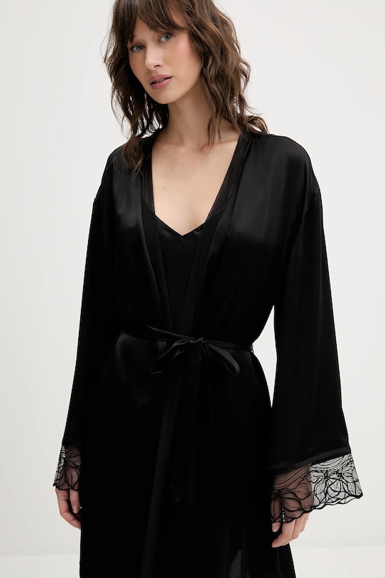 Calvin Klein Underwear szlafrok jedwabny czarny LV00QS7508