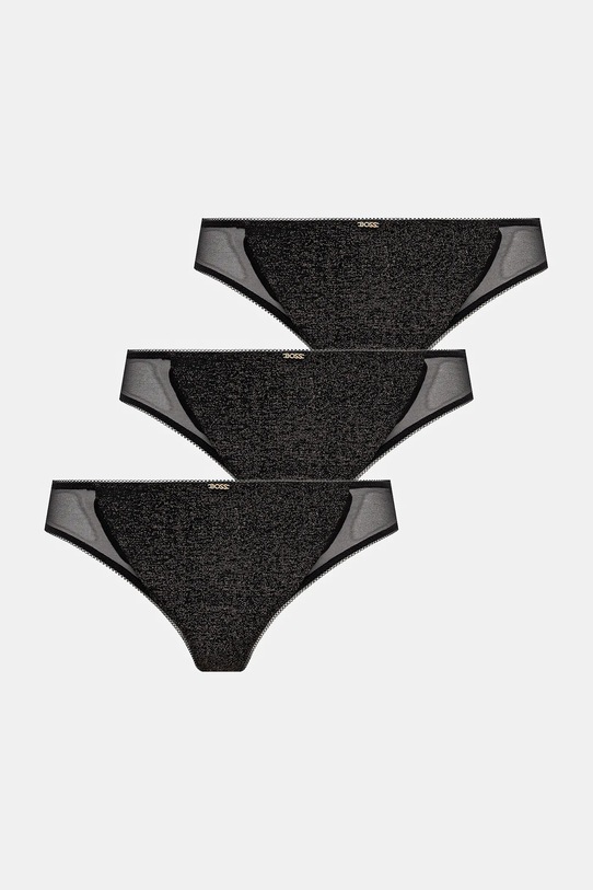 BOSS stringi 3-pack drobny wzór czarny 50550374